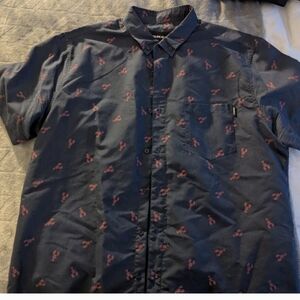 Men's Navy Shirt with Pink Lobster Print